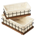Basket Set - Walnut - Wooden and Metal Wire